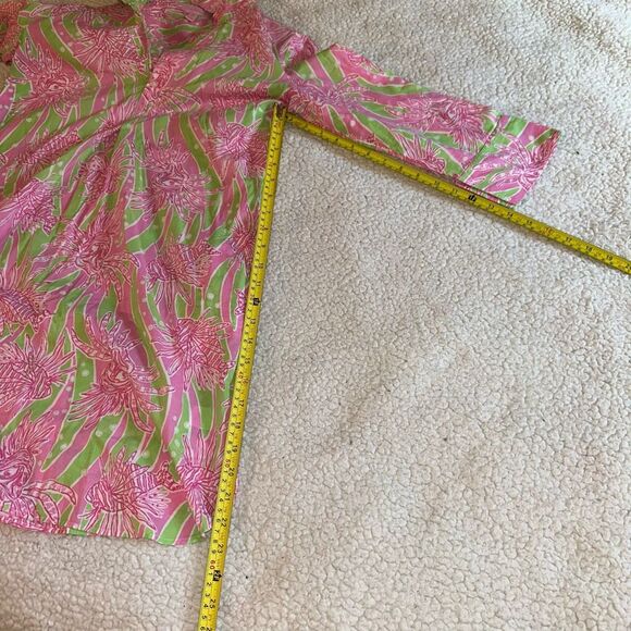 Lilly Pulitzer XS Quarter Button 3/4 Sleeve Collared Dress Easy Tiger Green Pink - Picture 10 of 12